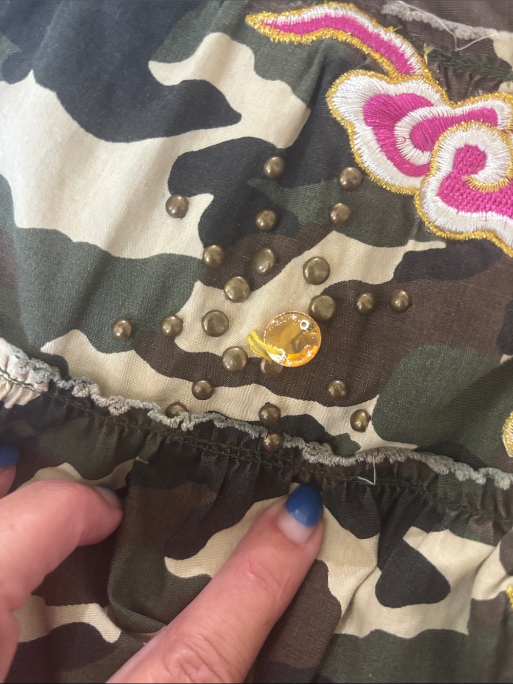 Miss Me Camouflage Maxi Skirt with Embroidered Dragon - Picture 7 of 9